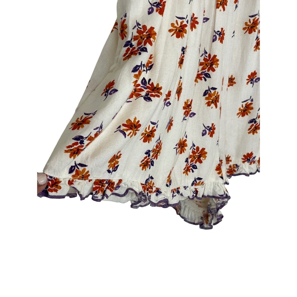 Urban Outfitters Floral Romper Womens Medium White Orange Excellent Linen Blend - Picture 16 of 16